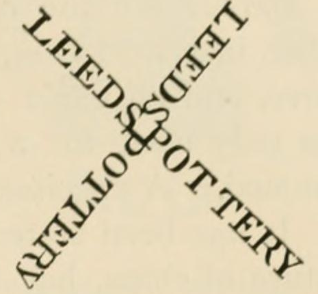 The LEEDS POTTERY twice, crossed saltire-wise mark of Leeds Pottery, as engraved in Chaffers 1891
