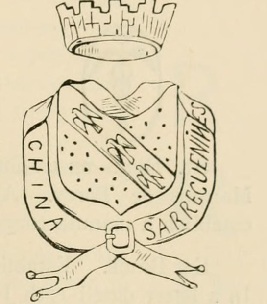 The A mural crown above a shield lettered CHINA · SARREGUEMINES mark as engraved in Chaffers 1891, page 543